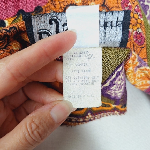 Vintage 80s Dawn Joy Cottagecore Midi Dress Womens XL 2XL Boho Floral Paisley - Picture 6 of 9